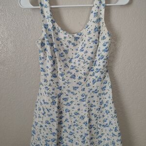 Japna Blue and White Floral Mini Dress
